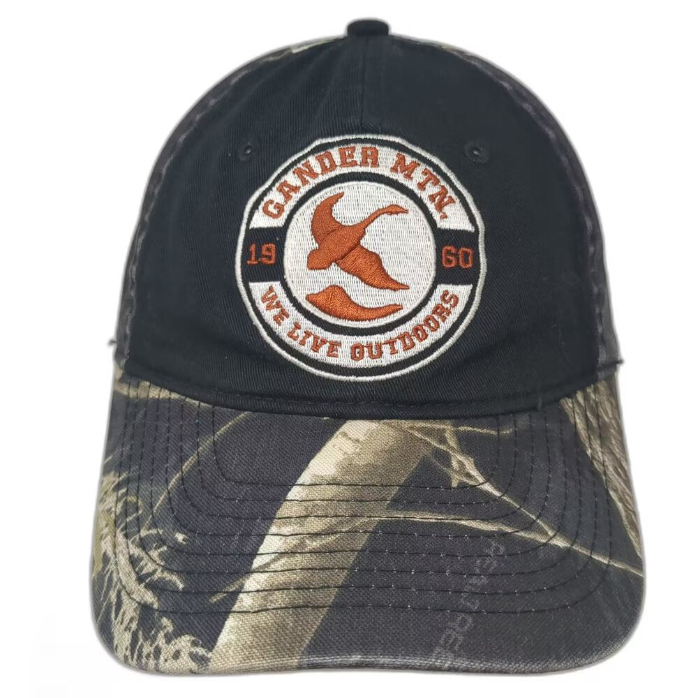 Gander Mtn Baseball Cap Black Brown Strapback Camo Embroidered Outdoor Hat OS